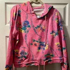 LoveShackFancy x Beach Riot Pink Jenna Cropped Hoodie EUC